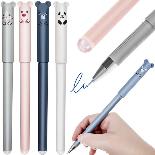 Stylos effaçables avec animaux - 4 pièces