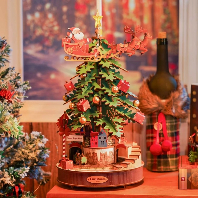 RoboTime 3D houten puzzel muziekdoos Kerstboom