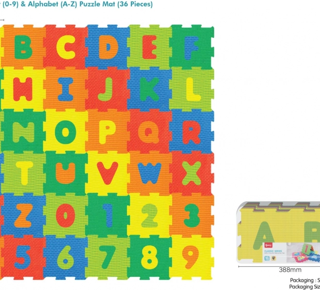 Foam floor puzzle 36 pcs with numbers and letters made of EVA for children 10m+