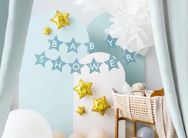 Banner voor babyshower sterren licht 290cm x 16,5cm – Lichtblauw