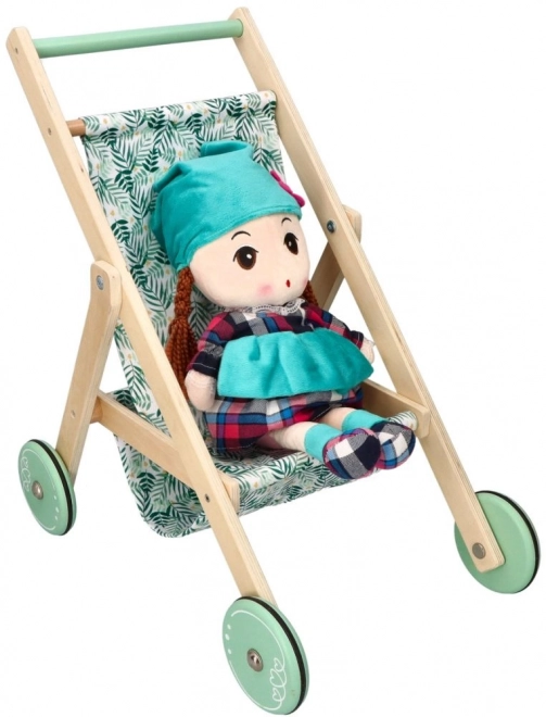 Lichte houten poppenwagen - mint