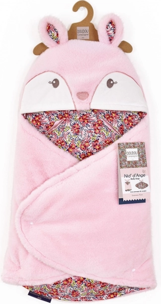Boh'aime pink plush hooded lovey blanket 70 cm