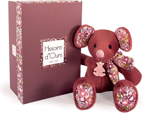 Plush Mouse Dark Pink 25 cm – Doudou Histoire d’Ours