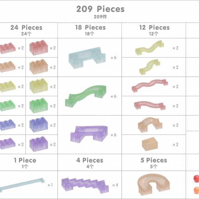 Ensemble de construction Masterkidz STEM pour tableau de piste à billes 209 pièces