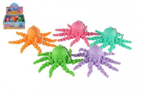 Octopus hanger plastic 9cm op batterijen met licht 6 kleuren 24 stuks in een doos