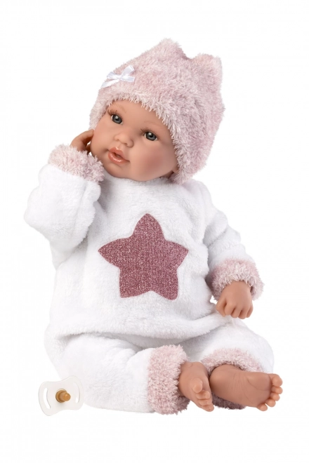 Llorens 63648 NEW BORN - realistische baby pop met geluiden en zacht stoffen lichaam - 36 cm