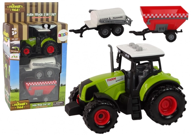 Grote tractor met LED-lichten en geluiden - set van 2 landbouwmachines