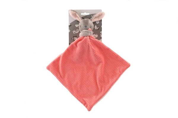 Konijn/Konijntje knuffeldoekje pluche 25x25cm roze op kaart in zakje 0+