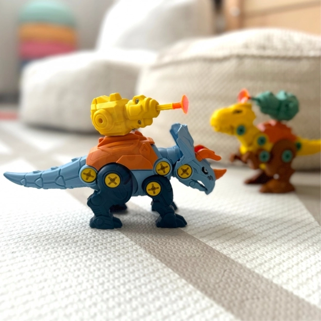 Woopie set dinosaurussen om te schroeven 3 stuks bouwset met koffer en boormachine met schroevendraaier