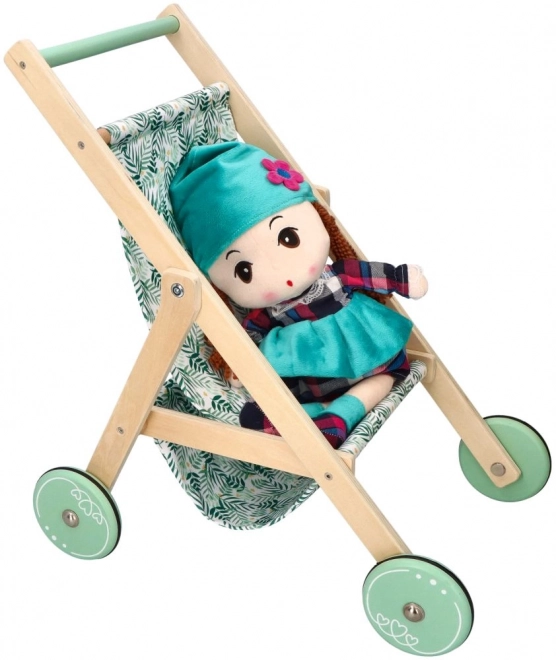 Lichte houten poppenwagen - mint