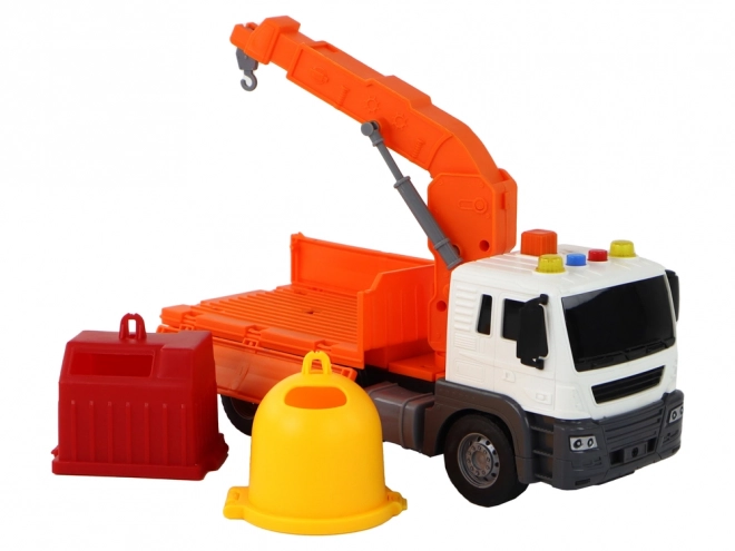 Camion poubelle avec grue Entrée de friction Orange 1:16