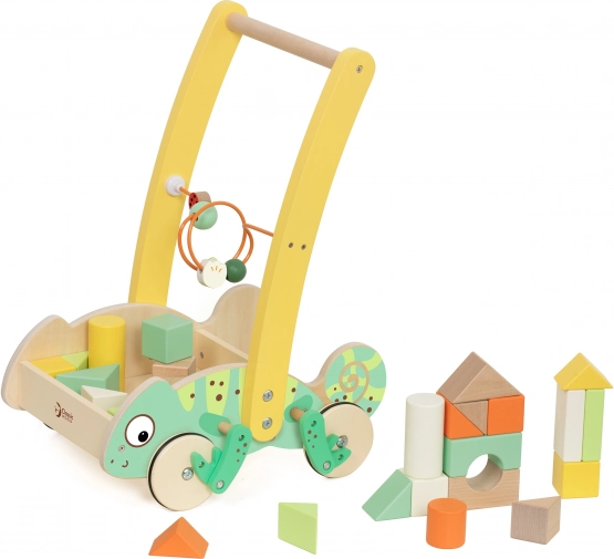 Classic World houten loopwagen Kameleon met blokken