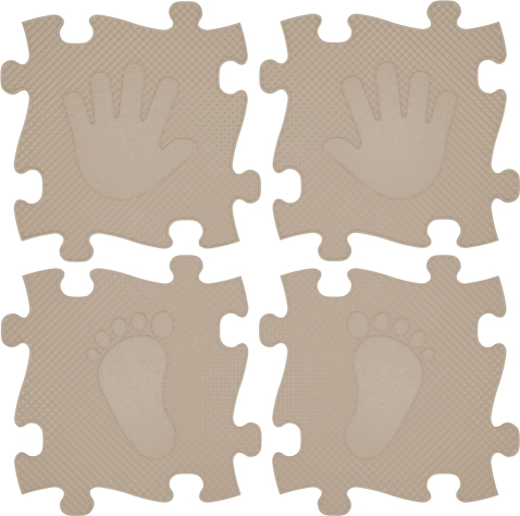 Orthopedische puzzelmat voor kinderen - Handjes en voetjes 16 stuks - Beige
