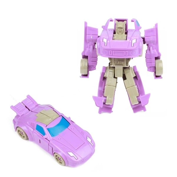 Transformer auto/robot plastic 10cm mix kleuren in plastic doos 5x10,5cm
