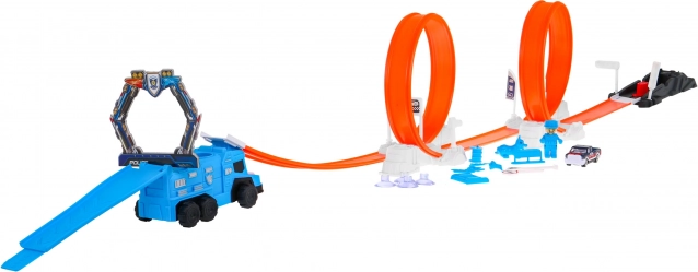 Police race track with two loops and launcher, color‑changing car (62 pieces)