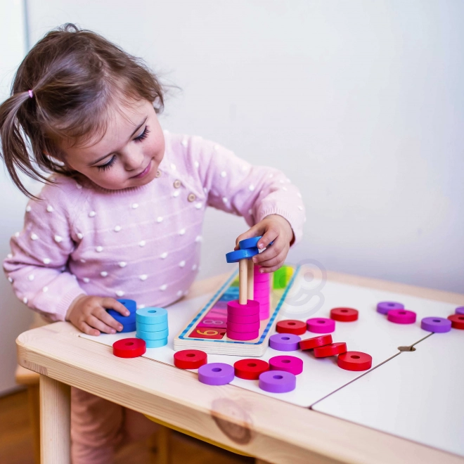 Woopie Green puzzle Montessori en bois pour compter et trier les couleurs, 56 pièces