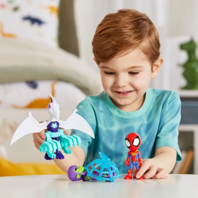 Spider-man spidey en zijn fantastische vrienden figuur met dinosaurus en accessoires