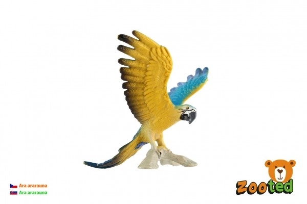 Ara ararauna plastic speelgoed 9cm in zak