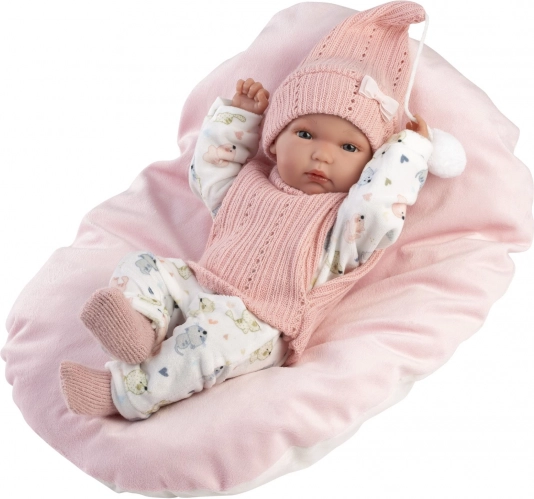 Realistische pop baby MEISJE met volledig vinyl lichaam 35 cm