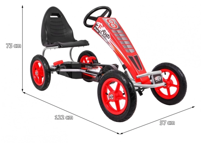 Gokart Full Ahead AIR met pedalen voor kinderen 3+ Rood + Verstelbare stoel + Opblaasbare wielen + Handrem