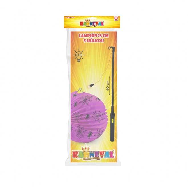 Halloween lampion spinnen 25 cm met verlichte stok 40 cm