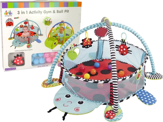 Tapis d’éveil éducatif coccinelle avec parc et balles