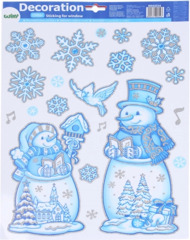 Décoration de fenêtre Bonhommes de neige 41 × 29 cm – Noël