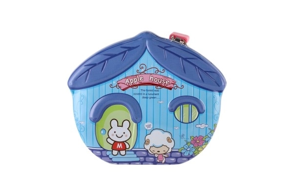 Spaarhuisje van blik met slot 16x8cm - 1st