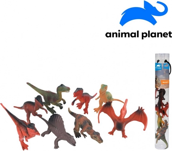 Dieren in een buis Dinosaurussen voor mobiele app, 8 stuks