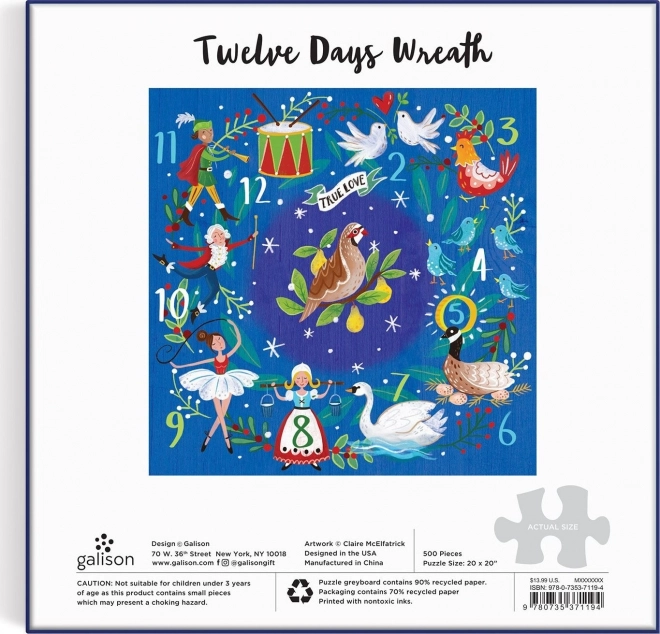 Galison puzzel Twaalf Kerstdagen