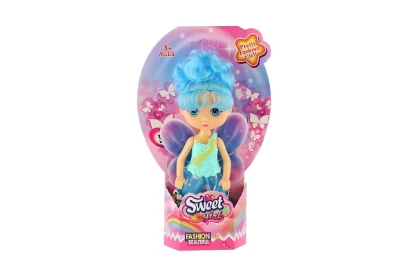 Pop fee met vleugels plastic 15cm 4 kleuren op kaart