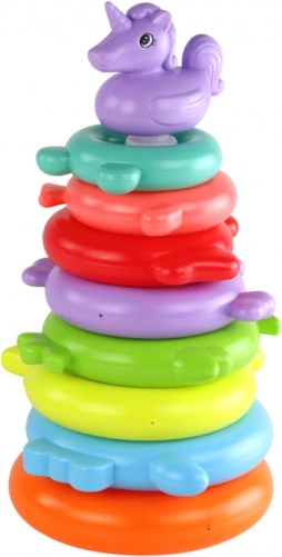 Lernen durch Spiel: 8 bunte Ringe mit Einhornmotiv