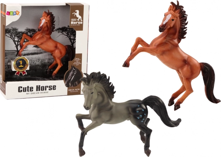 Horse figurine – brown or gray standing horse for stables and farm play
