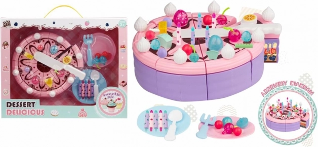 Set gâteau d’anniversaire avec vaisselle et bougies