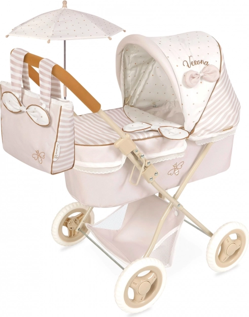 Poussette pliable pour poupées avec pare-soleil et sac Verona 60 cm