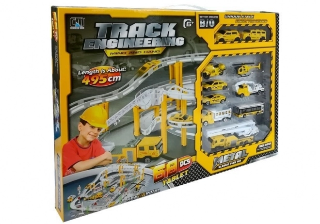 Circuit ferroviaire de course pour voitures métalliques 12km/h