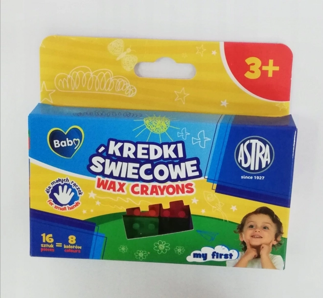 Crayons de cire ASTRA BABY en forme de brique, 16 pcs (8 couleurs)