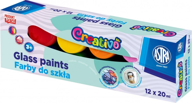 ASTRA CREATIVO peintures pour verre 12×20 ml
