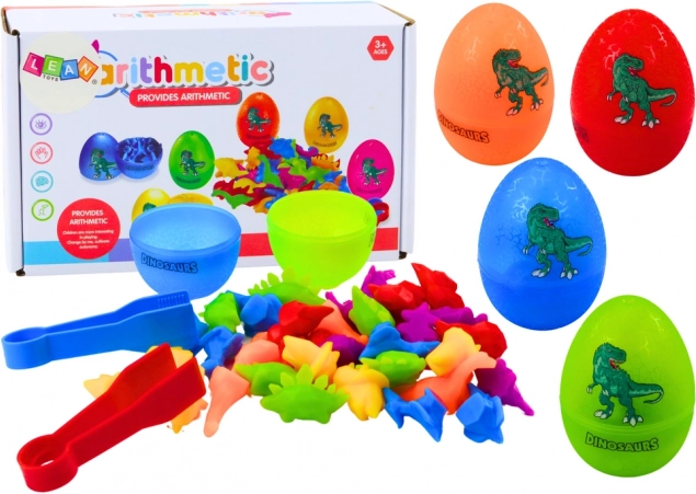 Sorteereitjes met dinosaurussen en pincet, 6 stuks