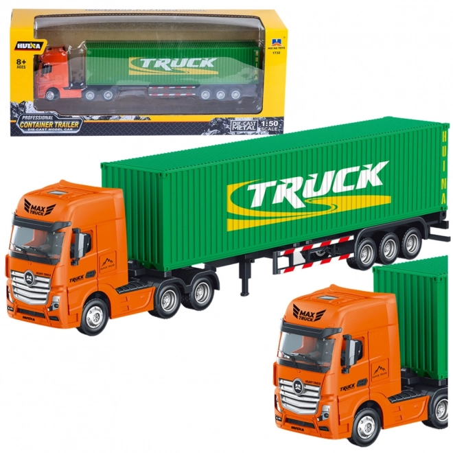 Truck with Container Trailer Huina Green 1:50