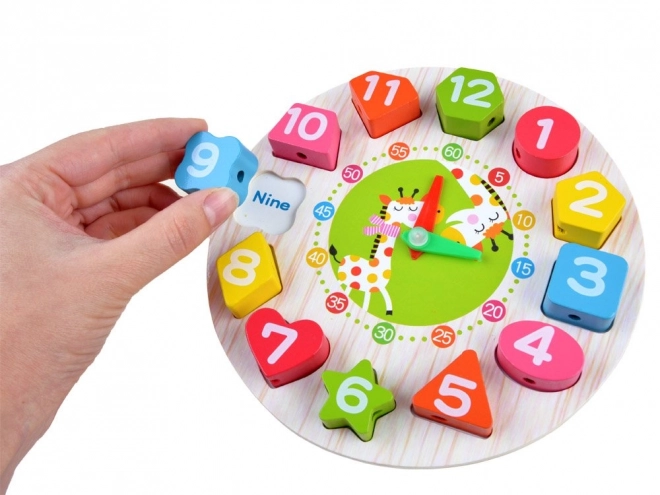 Houten educatieve klok met sorteerder