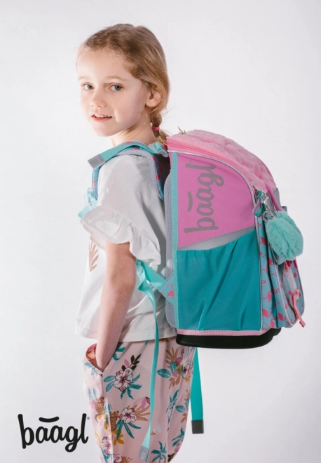 BAAGL SET 3 Zippy Flamingo: schooltas, etui, zak