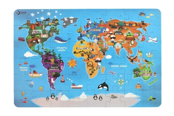 Puzzel Wereldkaart - 48 stukjes