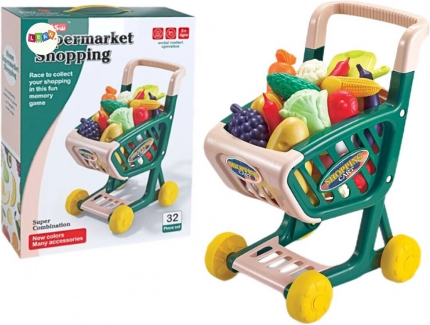 Kinder-Einkaufskorb Set Gemüse und Obst grün