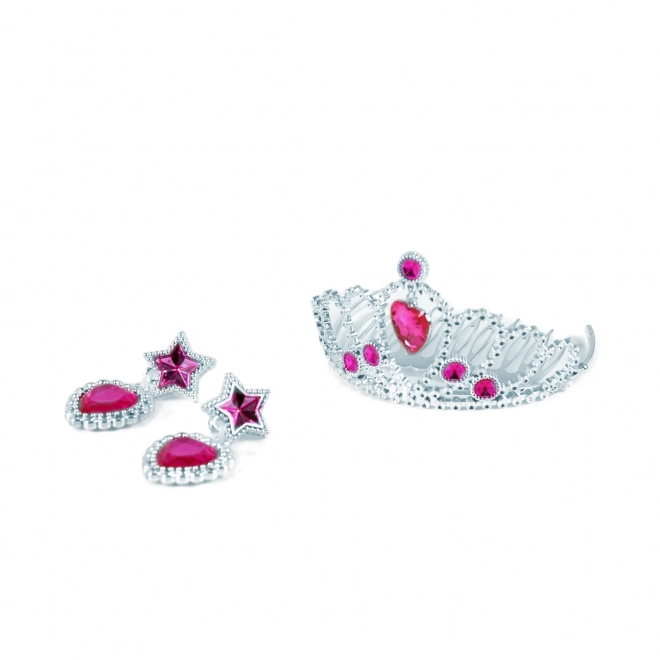 Prinsessenkroontje met oorbellen roze