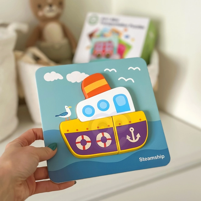 Puzzle en bois véhicules Montessori Woopie FSC
