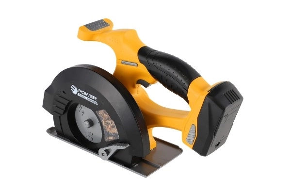 Cirkelzaag gereedschap plastic 29x19cm op batterijen met geluid in doos 31x21x12cm