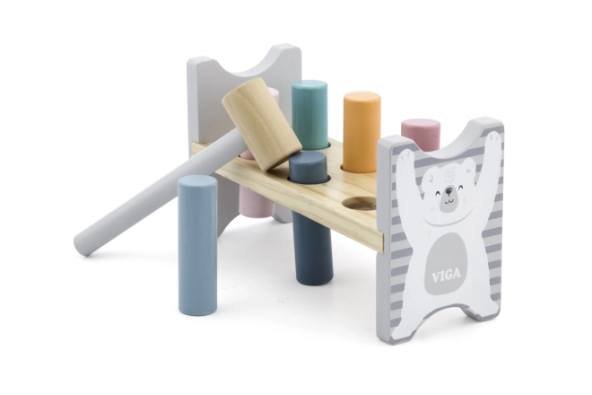VIGA PolarB Holzbank mit Hammer – Montessori-Spielzeug