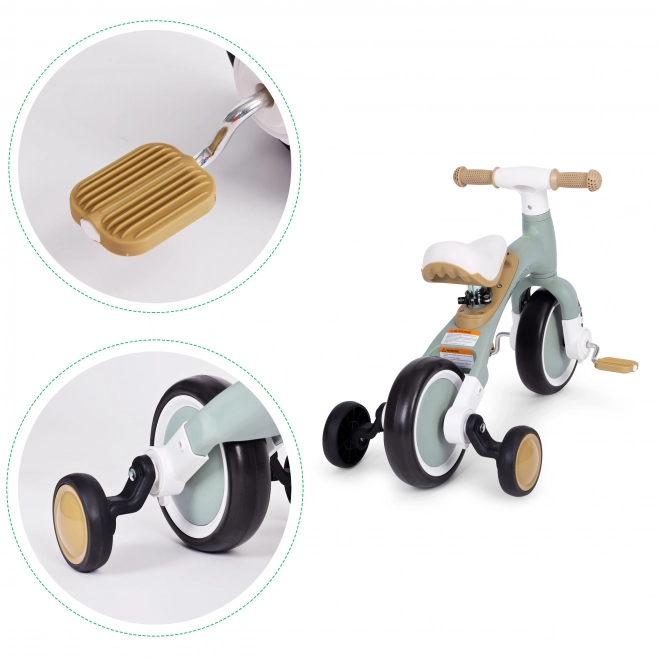 Balansfiets met pedalen - trainingszijwielen 3in1 ECOTOYS – Groene