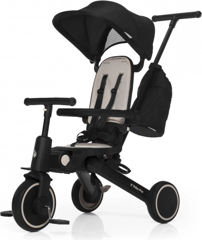 Kinderdriewieler X Trike Pro Ivory Beige met kap en duwstang